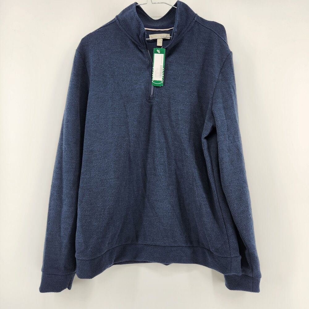 Hawker Rye Men's Blue Navy Large Knit Twill Quarter Zip Sweater NWT